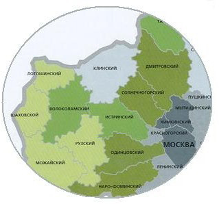 Карта районов Подмосковья